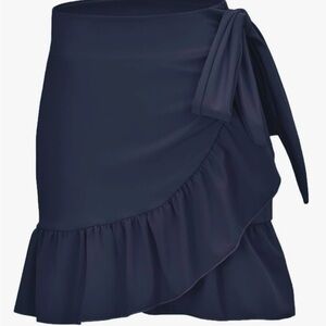 Classic Black Ruffle Tie-Side Swim Sarong